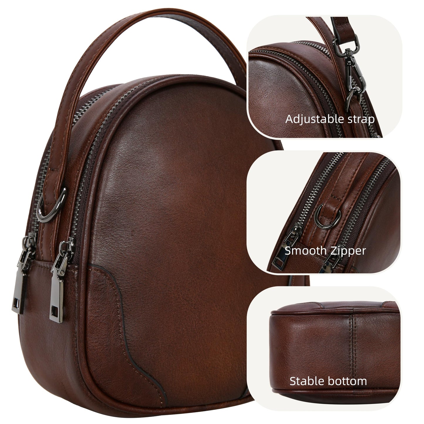 Iswee Small Crossbody Bag for Women Small Leather Shoulder Purse Phone Bag | Designer Satchel Handbags Ladies Pocketbooks with 2 Adjustable Strap 3-Way Carry Multi-pocket Organizer Mini Bag
