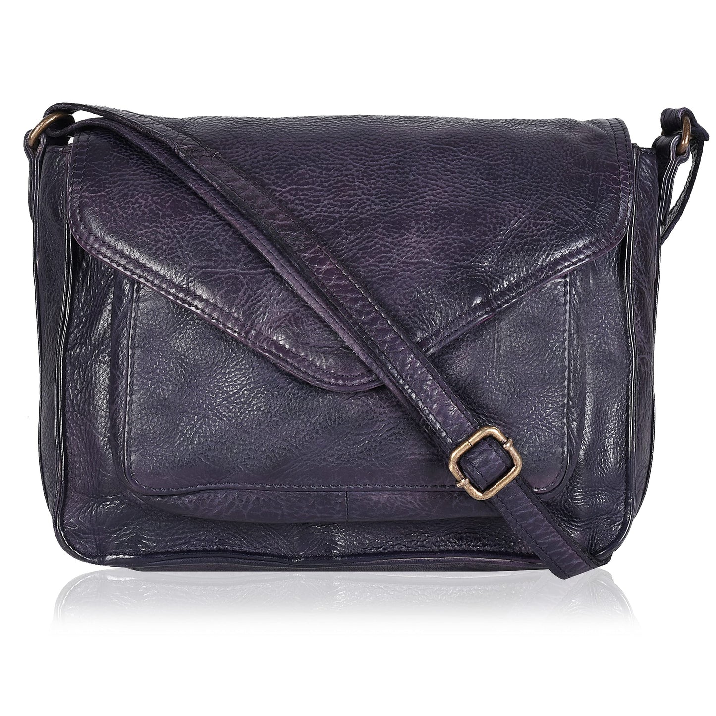Leather Flapover Crossbody Handbag Purse for Women with Adjustable Strap & Overflap Snap Closure Tote/Bag