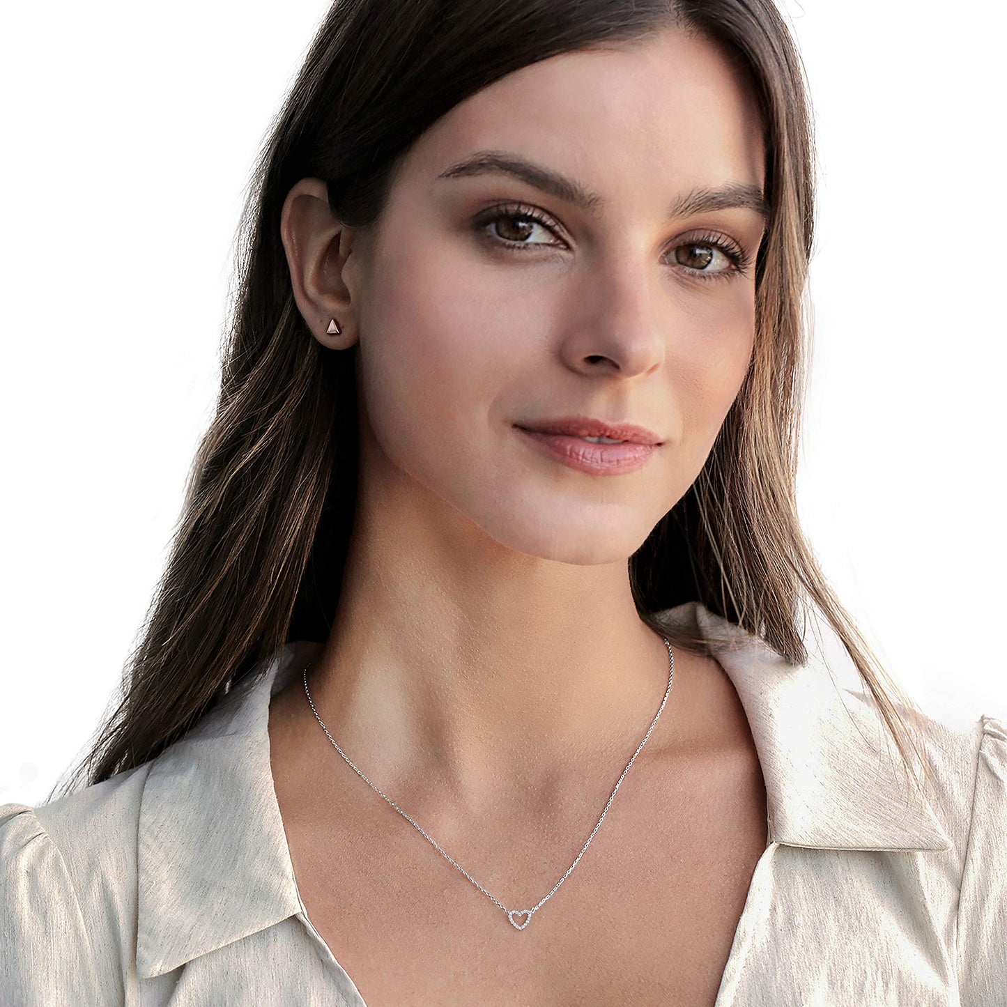 PAVOI 14K Gold Plated Cubic Zirconia Heart Necklace | Cute Dainty Love Pendant Necklaces for Women - Valentines Day Trendy Jewelry