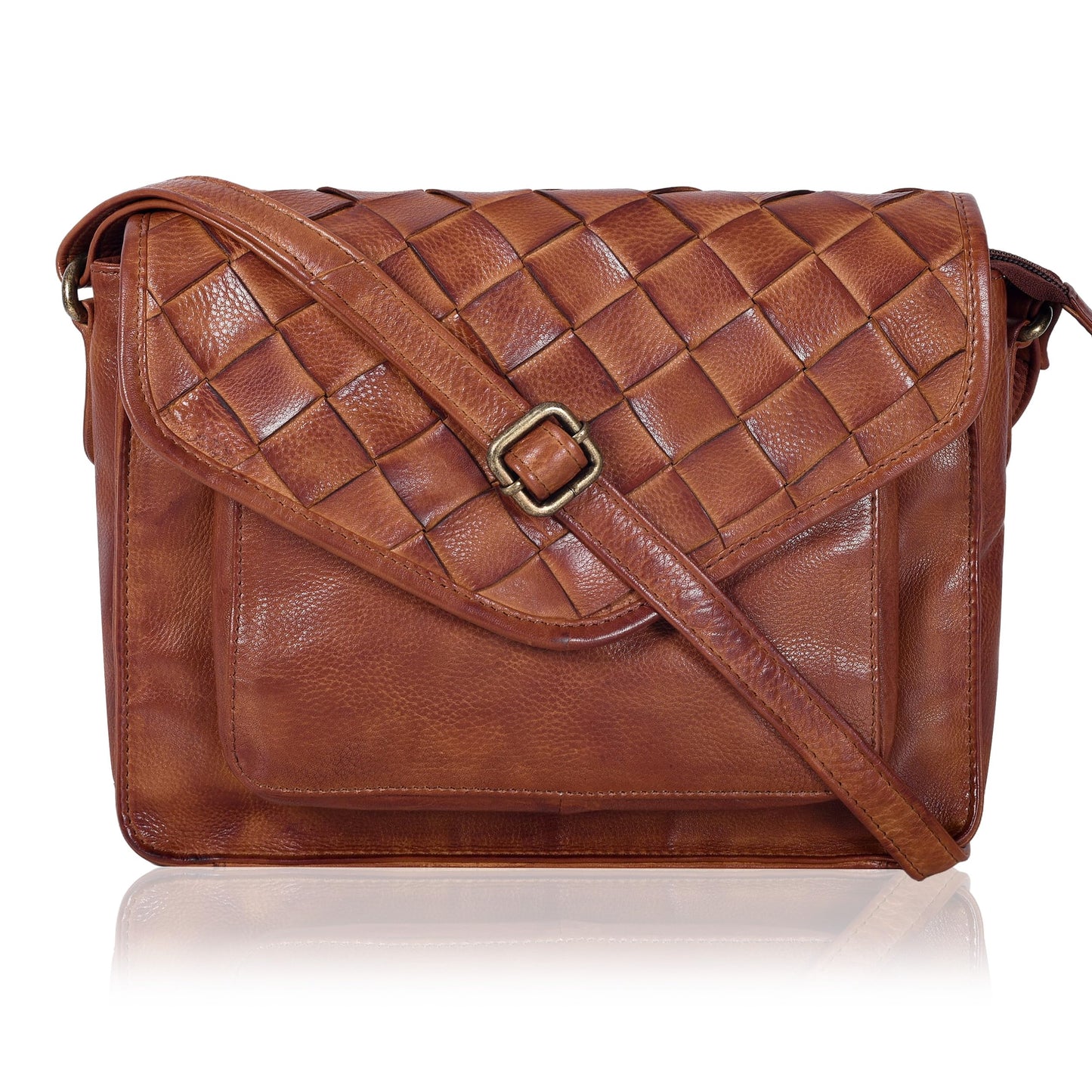Leather Flapover Crossbody Handbag Purse for Women with Adjustable Strap & Overflap Snap Closure Tote/Bag
