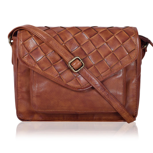 Leather Flapover Crossbody Handbag Purse for Women with Adjustable Strap & Overflap Snap Closure Tote/Bag