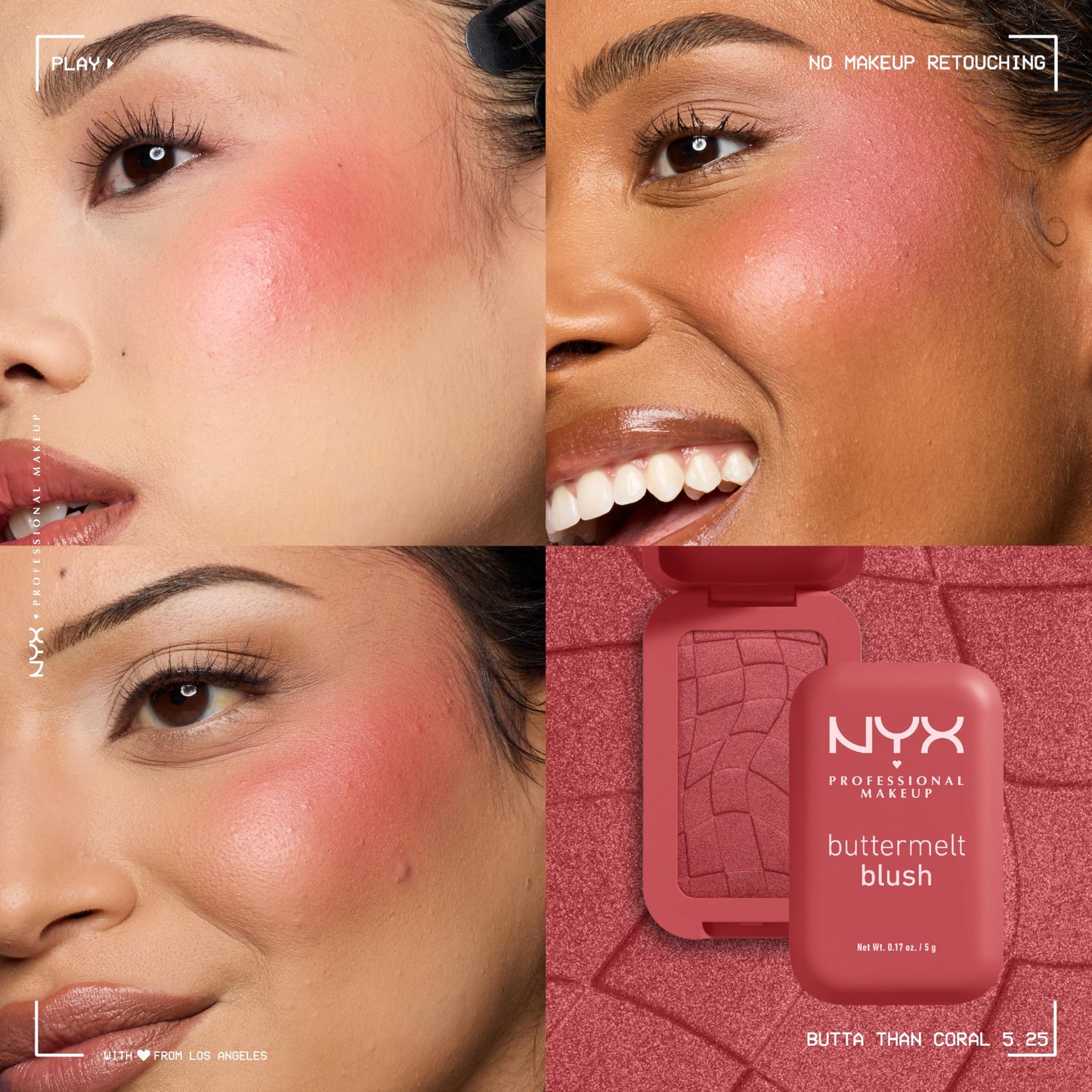 NYX PROFESSIONAL MAKEUP Buttermelt Powder Blush, Fade and Transfer-Resistant Blush, Up to 12HR Make Up Wear, Vegan Formula - For The Butta