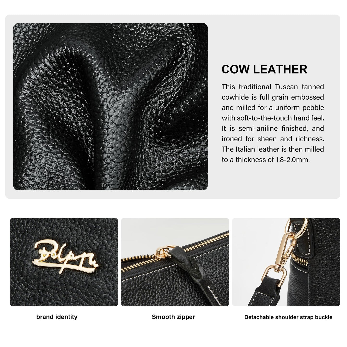 BOYATU Leather Crossbody Bag for Women: Designer Shoulder Purse for Travel - Trendy Genuine Leather Handbag for Everyday