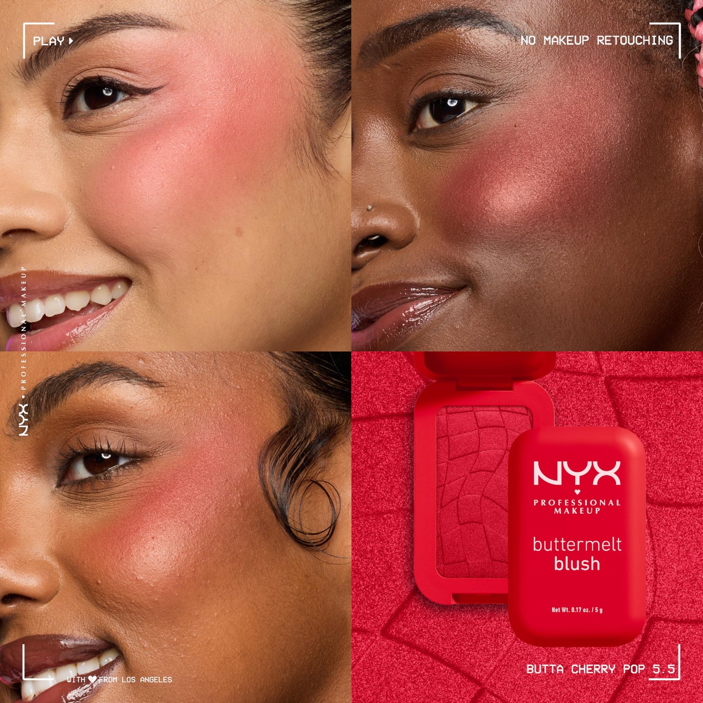 NYX PROFESSIONAL MAKEUP Buttermelt Powder Blush, Fade and Transfer-Resistant Blush, Up to 12HR Make Up Wear, Vegan Formula - For The Butta