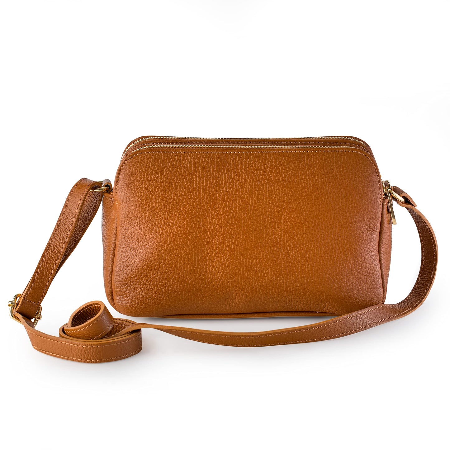 Baroncelli Crossbody Bag Made in Italy with Long Stripe Genuine Italian Soft Leather