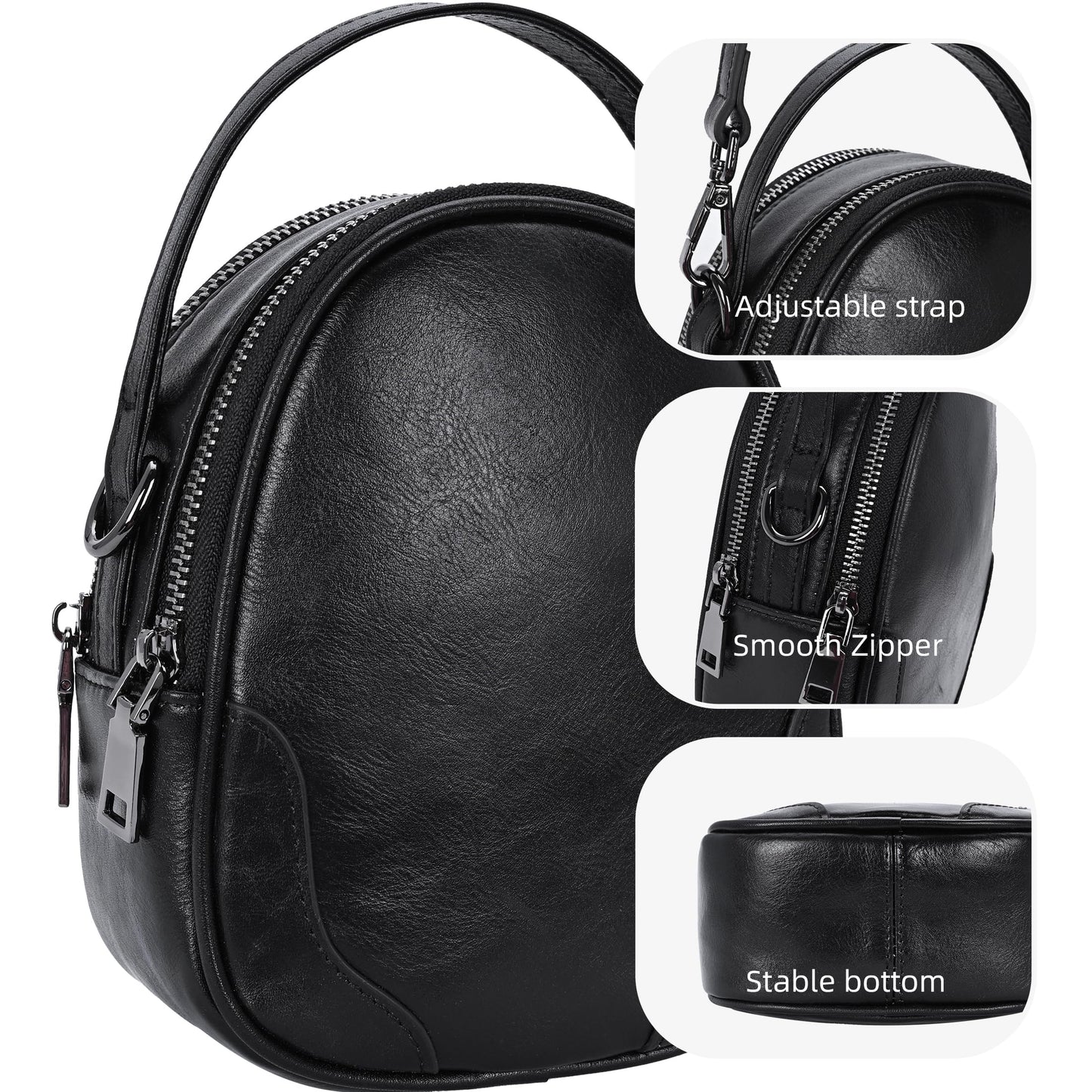 Iswee Small Crossbody Bag for Women Small Leather Shoulder Purse Phone Bag | Designer Satchel Handbags Ladies Pocketbooks with 2 Adjustable Strap 3-Way Carry Multi-pocket Organizer Mini Bag