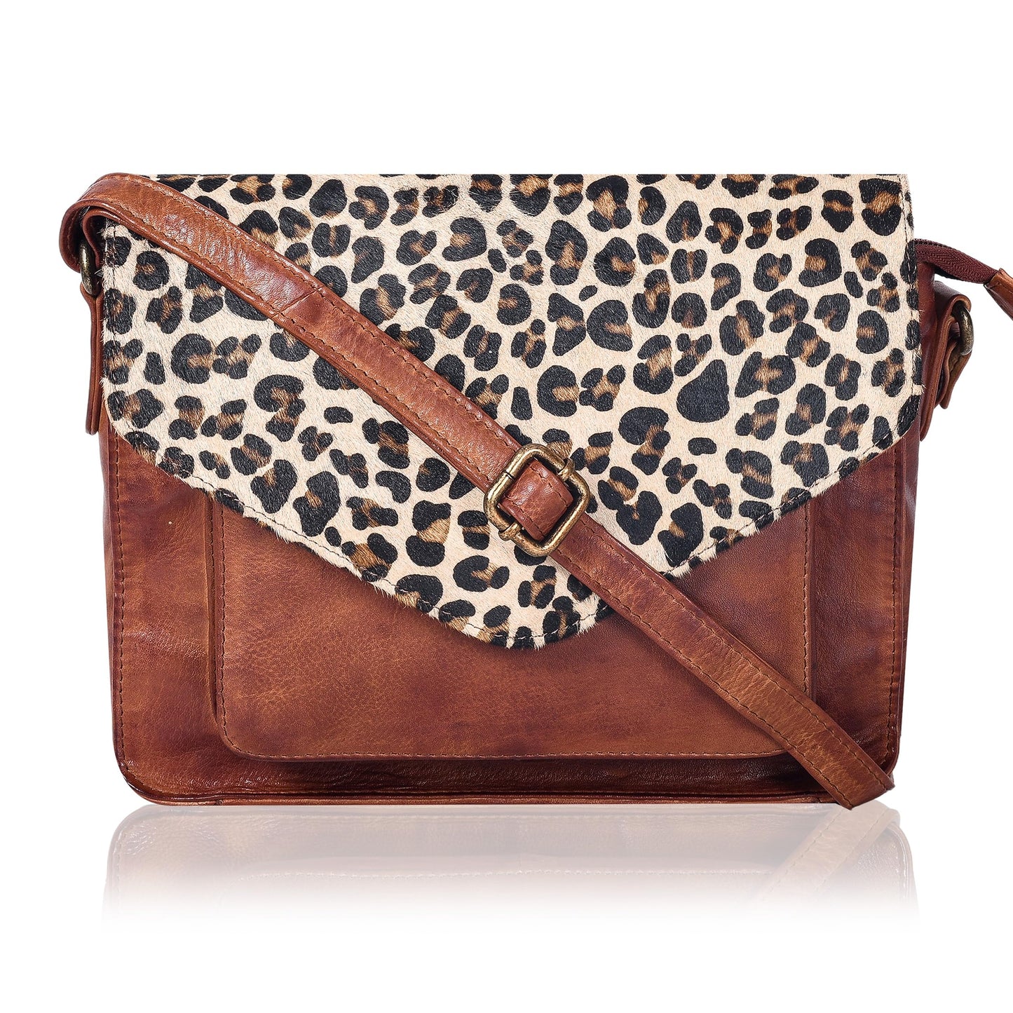 Leather Flapover Crossbody Handbag Purse for Women with Adjustable Strap & Overflap Snap Closure Tote/Bag