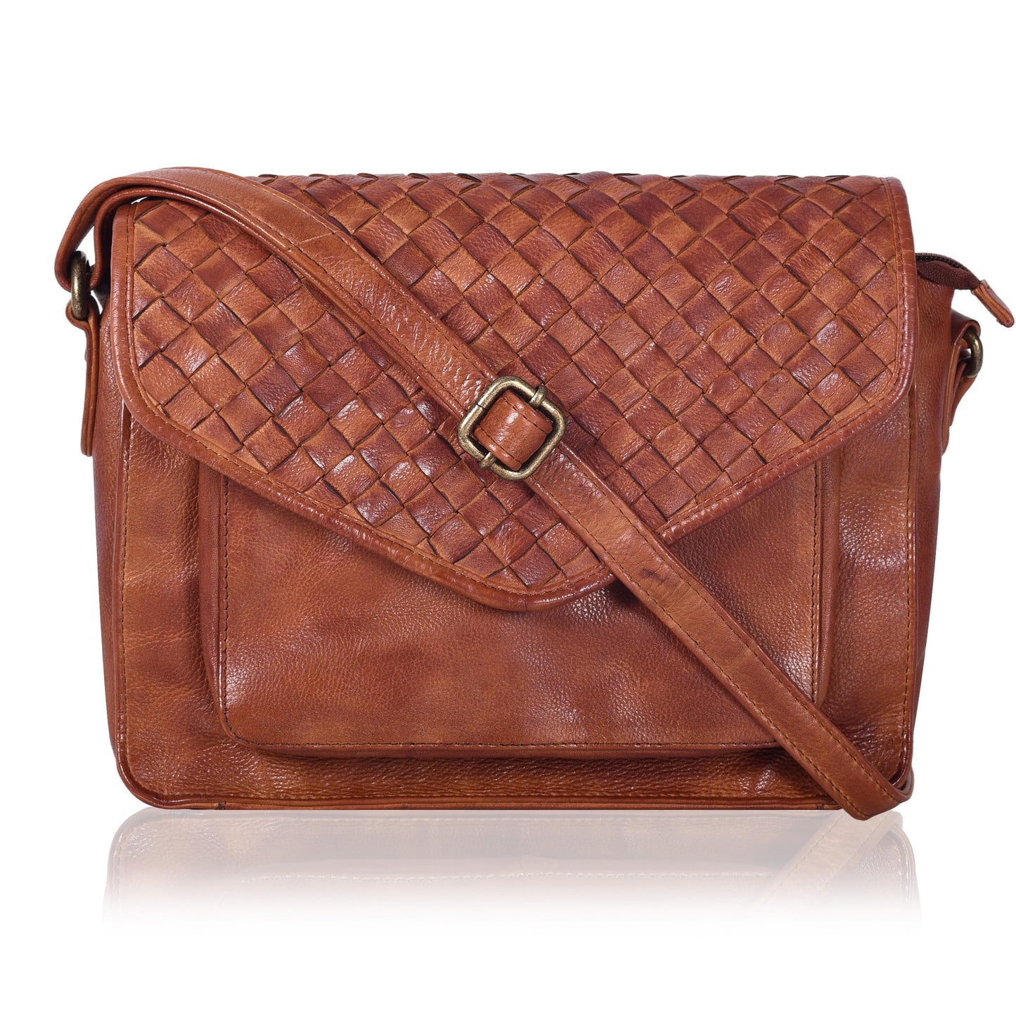 Leather Flapover Crossbody Handbag Purse for Women with Adjustable Strap & Overflap Snap Closure Tote/Bag