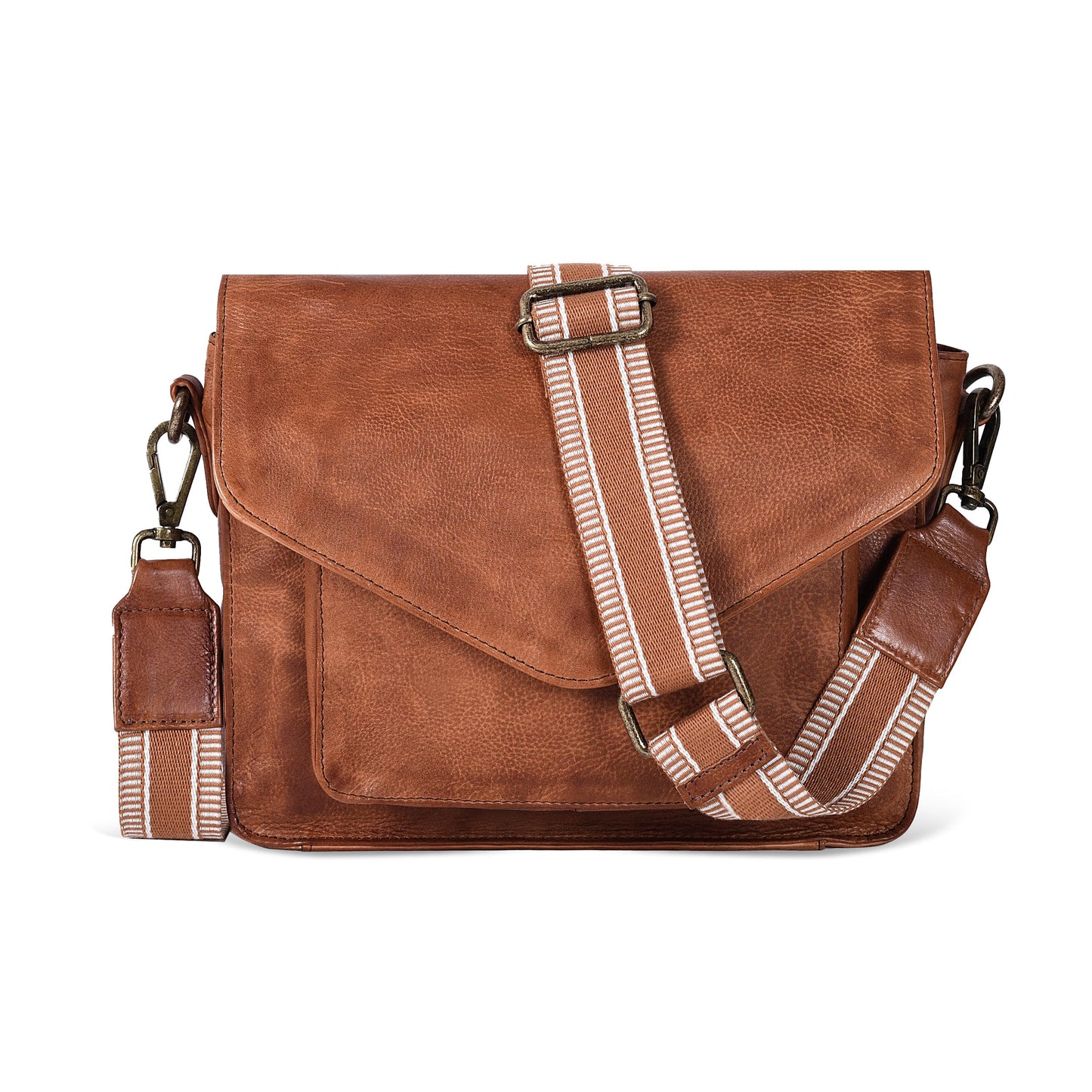 Leather Flapover Crossbody Handbag Purse for Women with Adjustable Strap & Overflap Snap Closure Tote/Bag