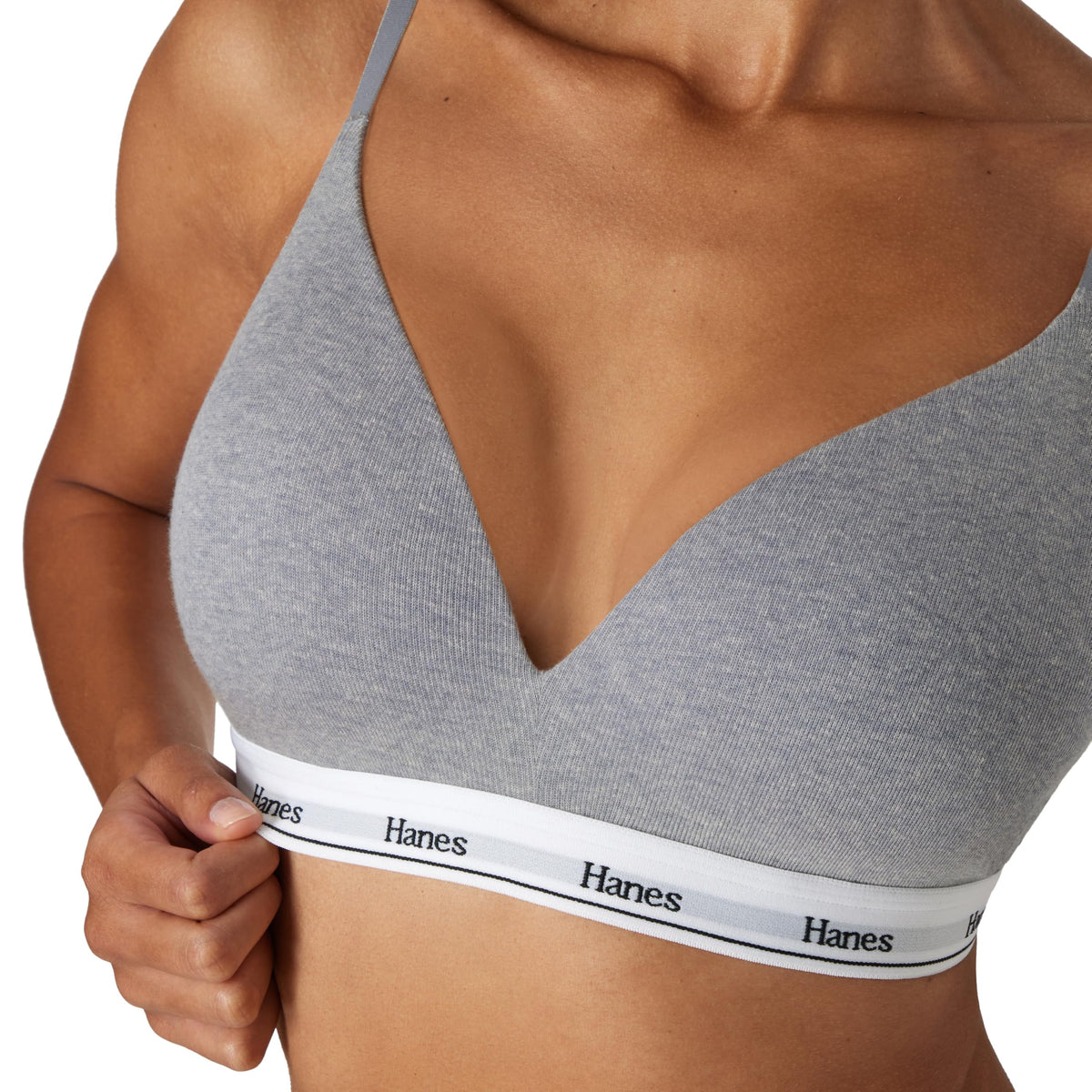 Hanes Women's Originals Contour Wireless Bra, Stretch Cotton T-Shirt Bra, Full Coverage Bra White