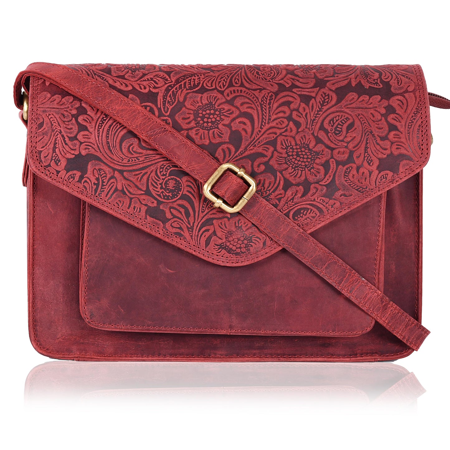 Leather Flapover Crossbody Handbag Purse for Women with Adjustable Strap & Overflap Snap Closure Tote/Bag