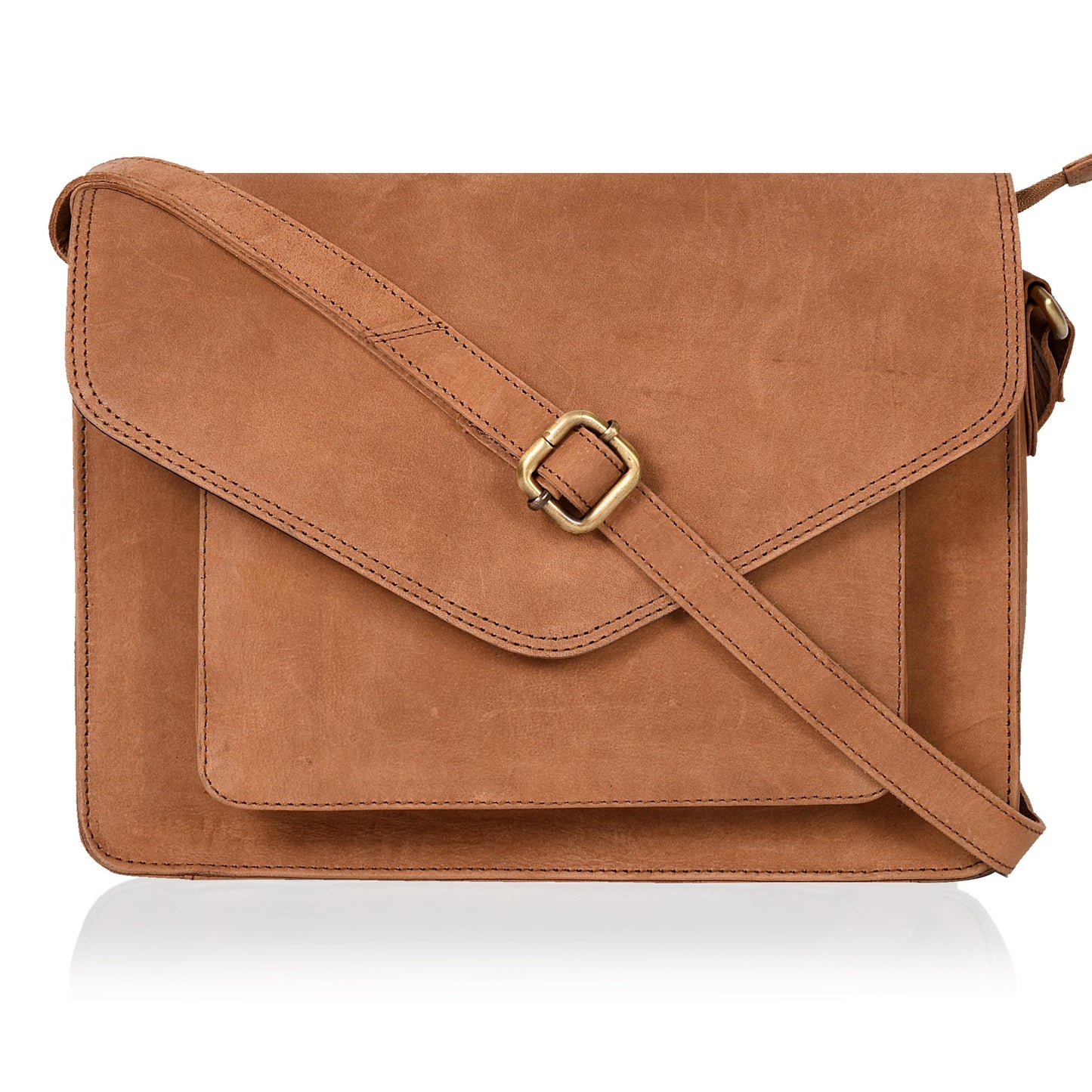 Leather Flapover Crossbody Handbag Purse for Women with Adjustable Strap & Overflap Snap Closure Tote/Bag
