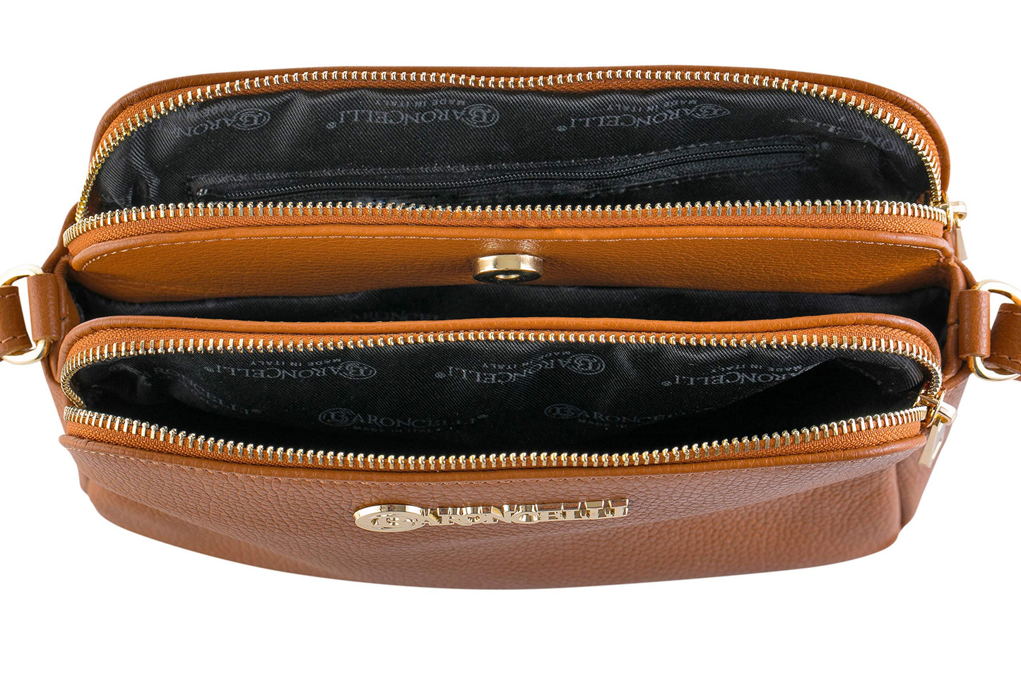 Baroncelli Crossbody Bag Made in Italy with Long Stripe Genuine Italian Soft Leather