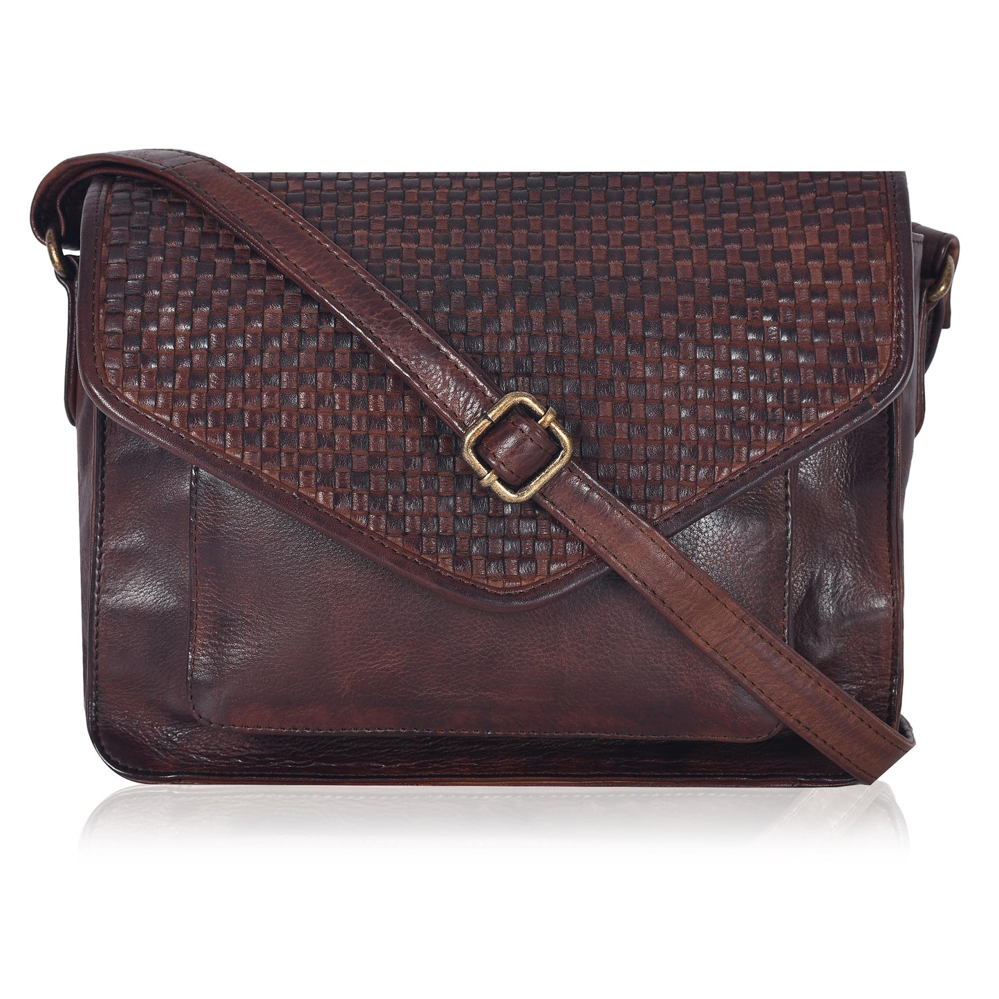 Leather Flapover Crossbody Handbag Purse for Women with Adjustable Strap & Overflap Snap Closure Tote/Bag