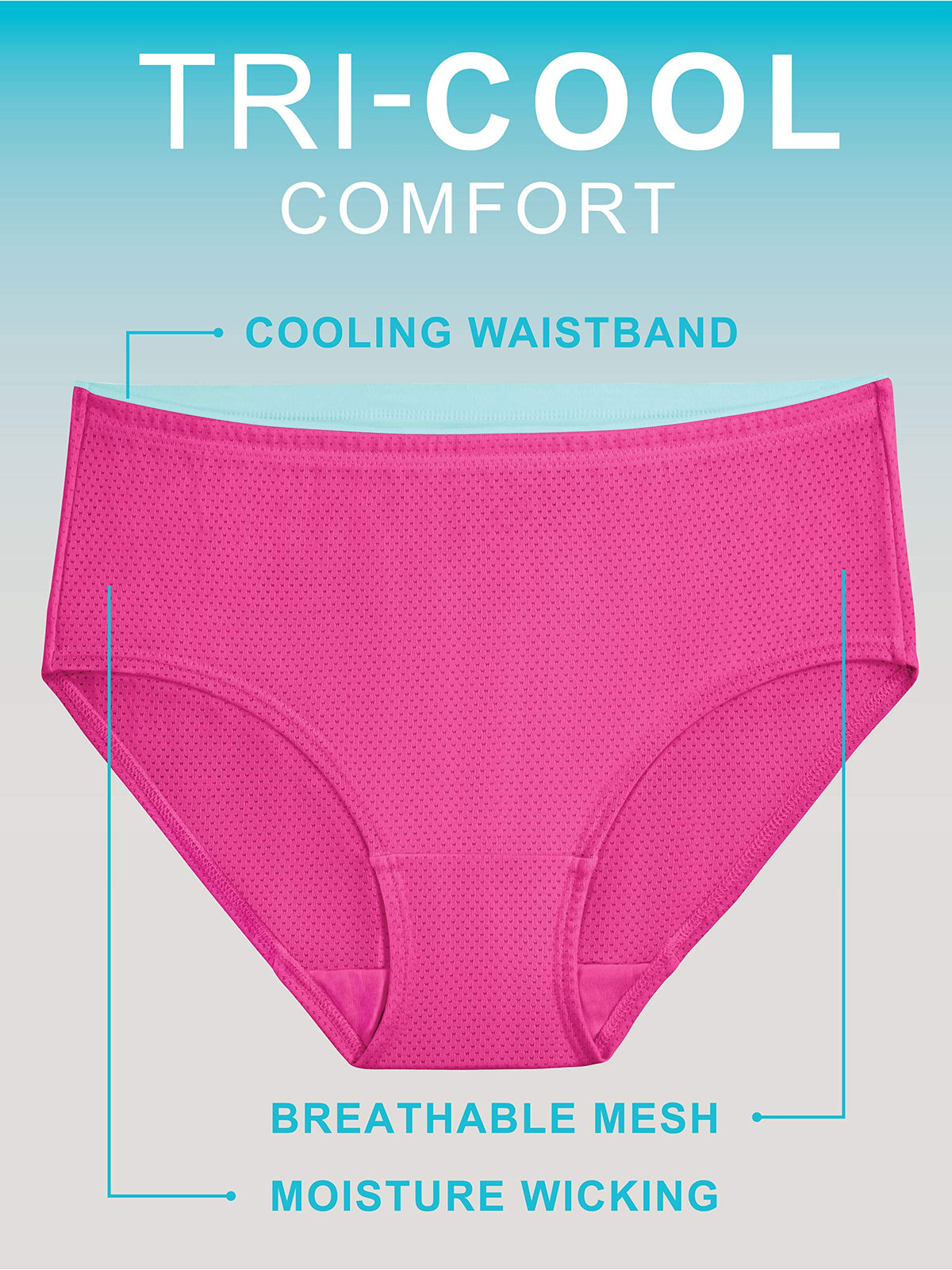 Fruit of the Loom Women's Breathable Underwear (Regular & Plus Size), Hi Cut-Micro Mesh-6 Pack Assorted Colors, 6