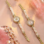 ROCOSJEWE R0262 Bracelet Watches for Women,Fashion Gold Dress Watch,Women's Pearl Bracelet Watch,Dazzling/Pink Dial,Adjustable Stainless Strap,Waterproof,Gift for Women