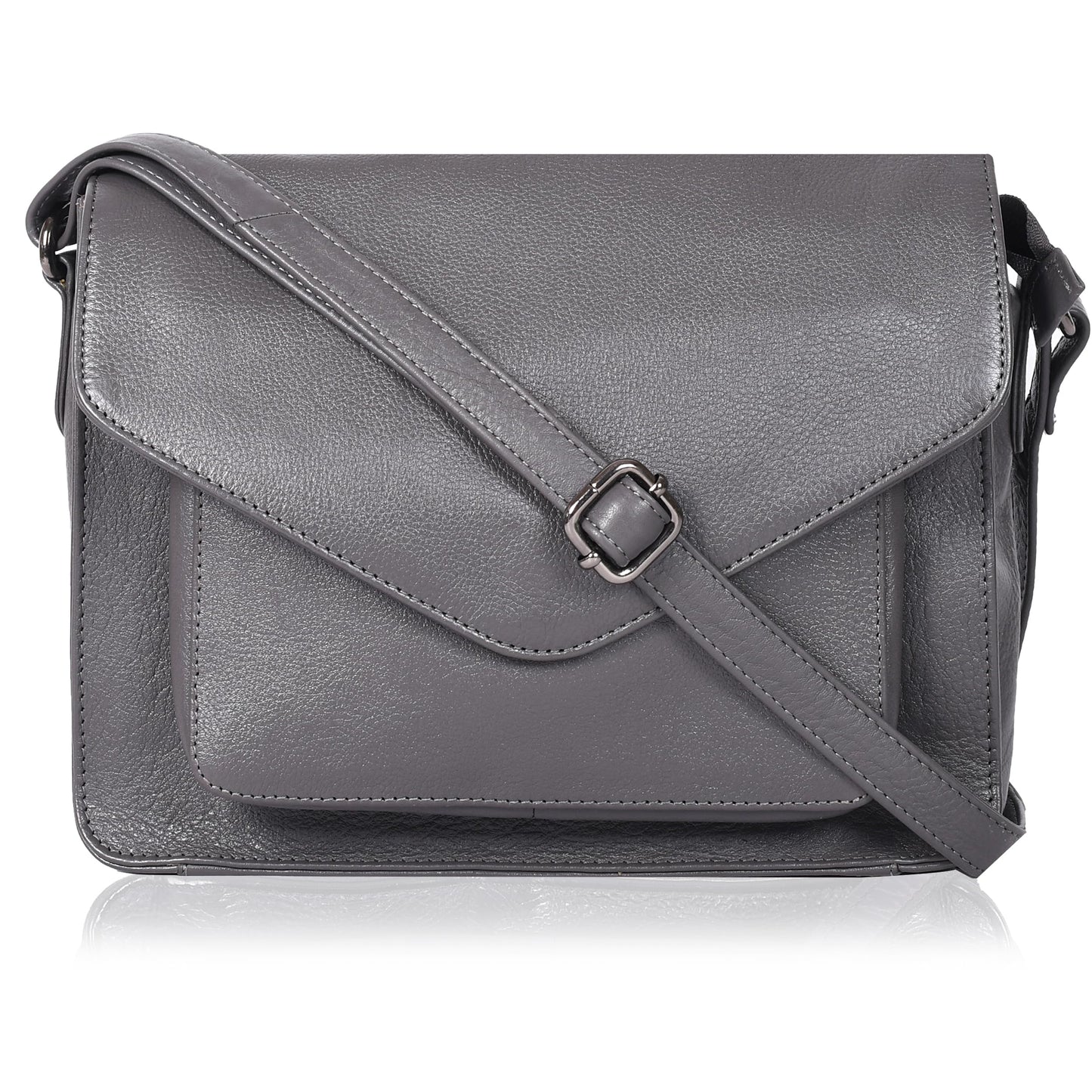 Leather Flapover Crossbody Handbag Purse for Women with Adjustable Strap & Overflap Snap Closure Tote/Bag