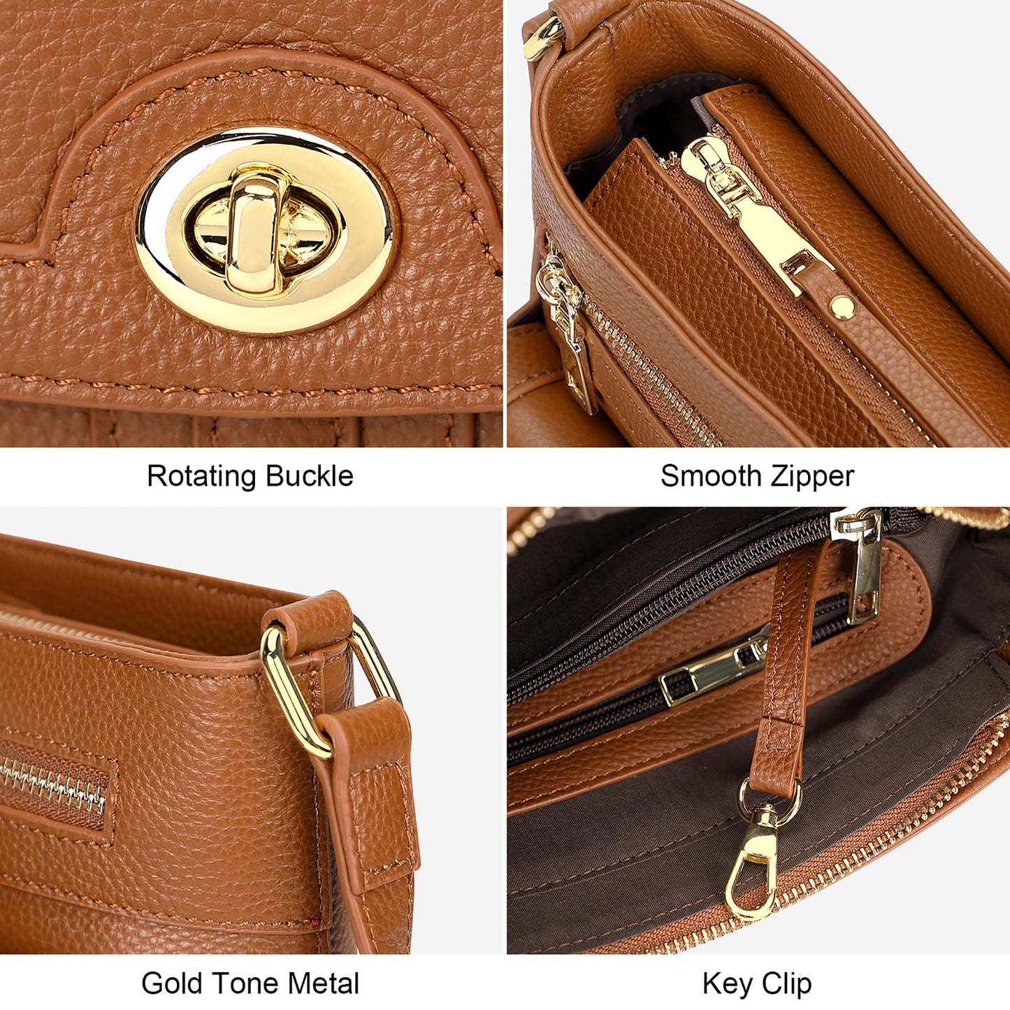 Over Earth Genuine Leather Crossbody Bags for Women Trendy Purses and Ladies Shoulder Handbags