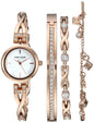 Anne Klein Women's Premium Crystal Accented Silver-Tone Watch and Bracelet Set