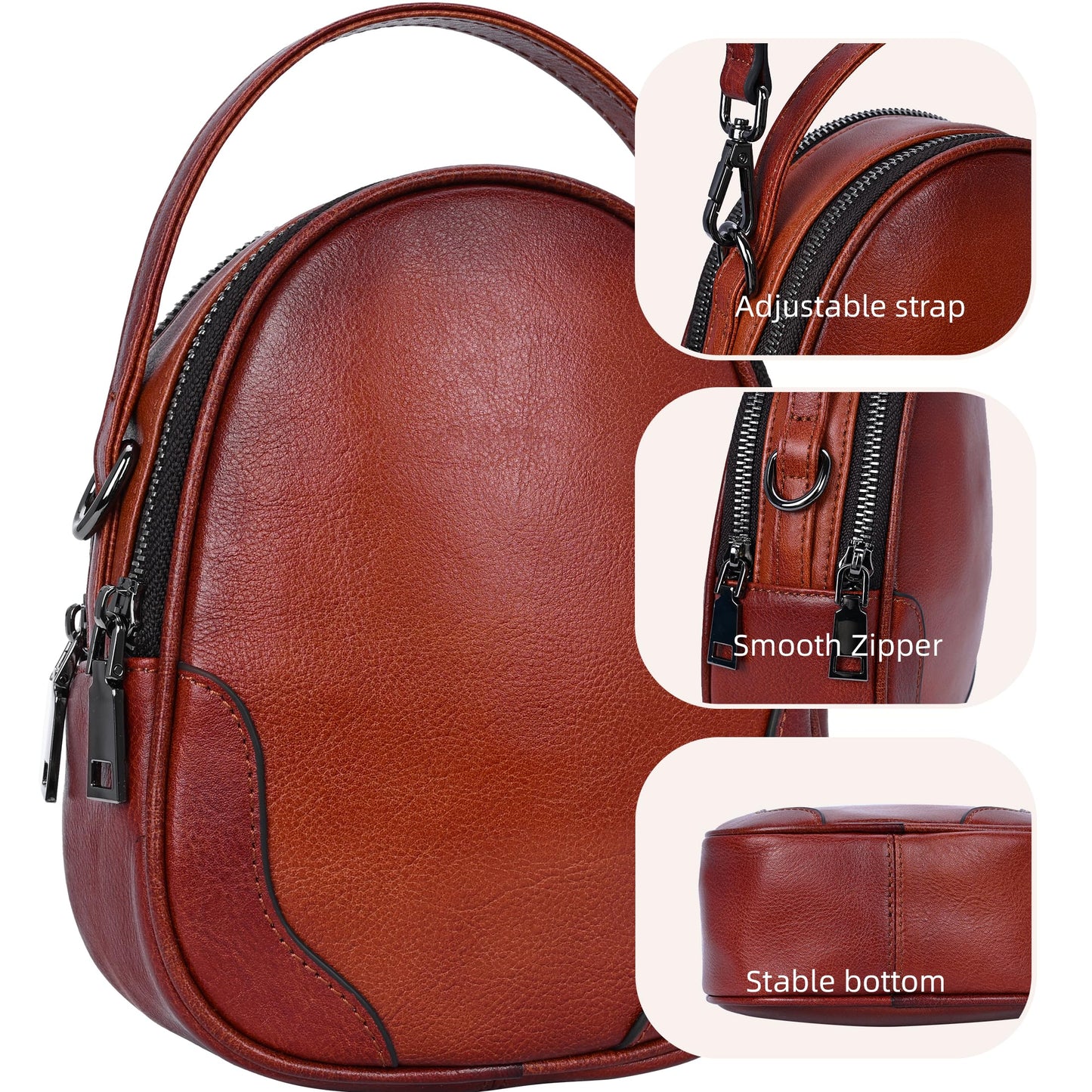 Iswee Small Crossbody Bag for Women Small Leather Shoulder Purse Phone Bag | Designer Satchel Handbags Ladies Pocketbooks with 2 Adjustable Strap 3-Way Carry Multi-pocket Organizer Mini Bag