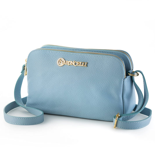 Baroncelli Crossbody Bag Made in Italy with Long Stripe Genuine Italian Soft Leather