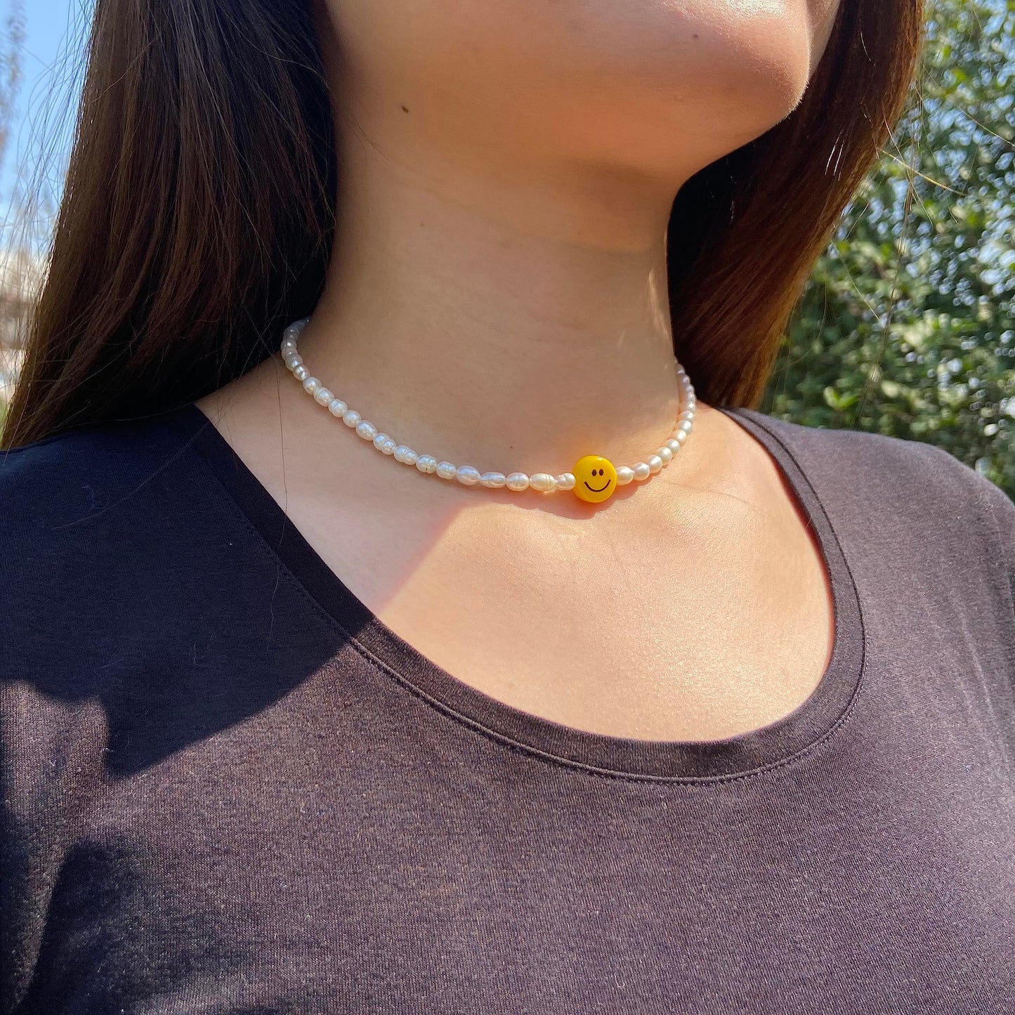Natural Freshwater Pearl Fun Flirty Beaded Choker Necklace Handmade Summer Boho Jewlery Gifts for Women Teen