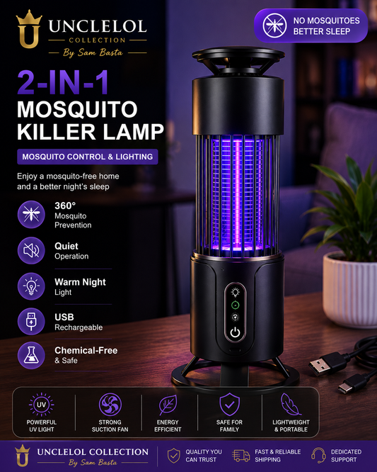 2-in-1 Indoor Mosquito Killer Lamp – USB Rechargeable UV Bug Zapper for Bedroom, Home & Office