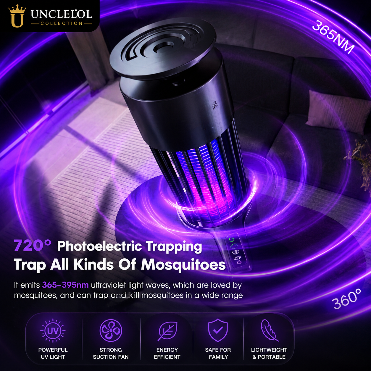 2-in-1 Indoor Mosquito Killer Lamp – USB Rechargeable UV Bug Zapper for Bedroom, Home & Office