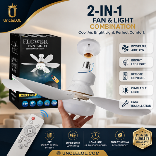 30W E27 Screw-In Ceiling Fan Light with Remote Control – Dimmable LED Fan Bulb for Bedroom, Living Room & Home Office