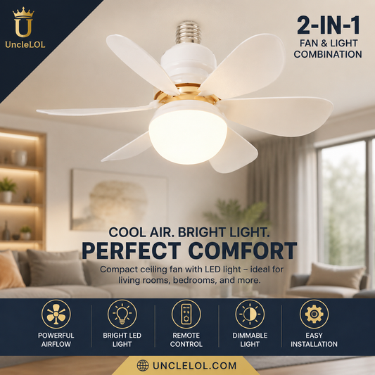 30W E27 Screw-In Ceiling Fan Light with Remote Control – Dimmable LED Fan Bulb for Bedroom, Living Room & Home Office