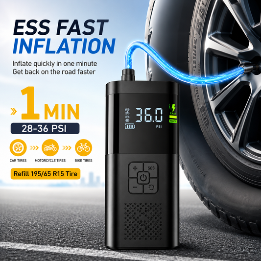 Portable Cordless Tire Inflator Air Compressor 150 PSI – Fast Digital Air Pump with LED Display for Car, Motorcycle, Bicycle, SUV & Sports Equipment
