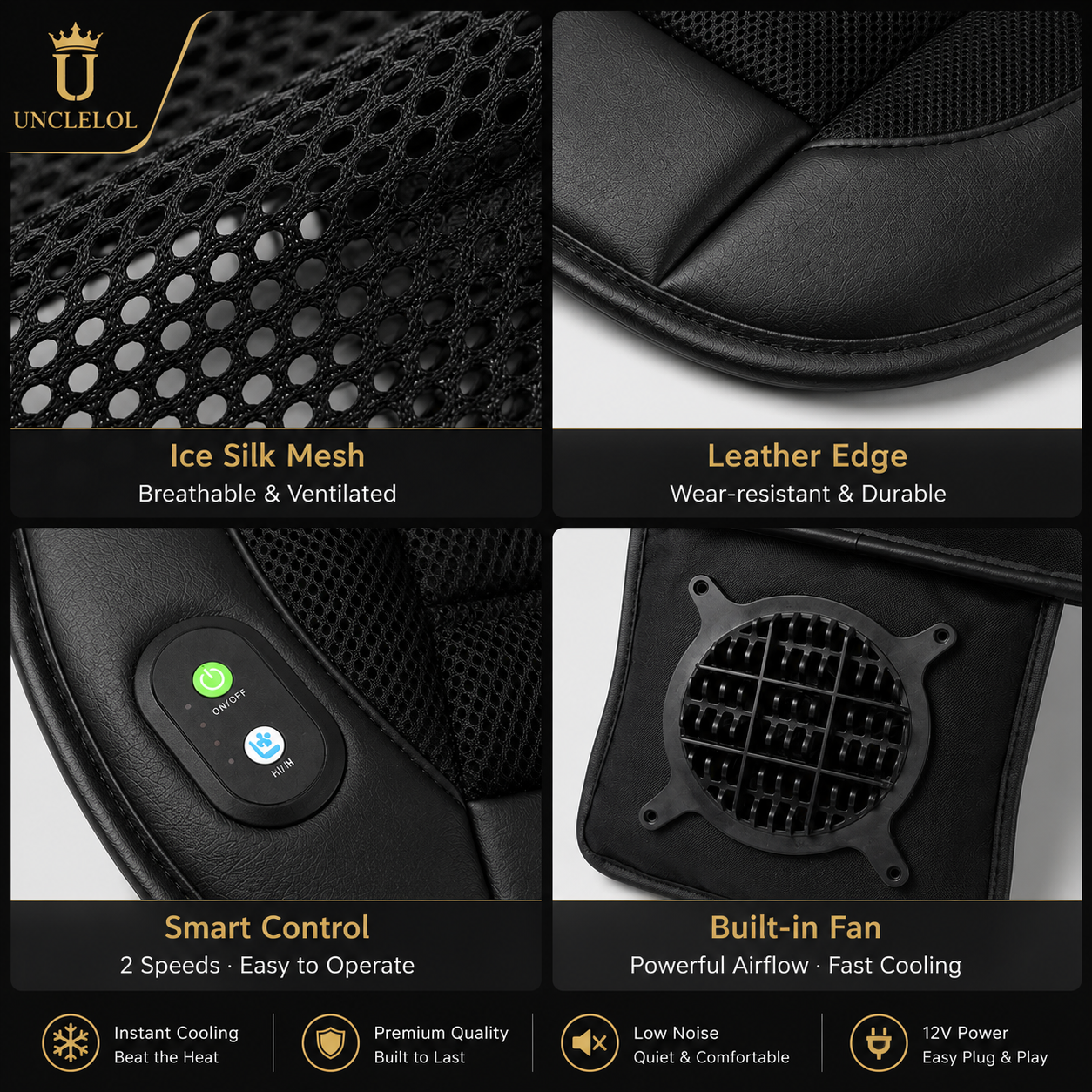 12V Universal Car Seat Cooling Cushion – Fast Ventilated Cooling Pad for Cars, SUVs & Trucks