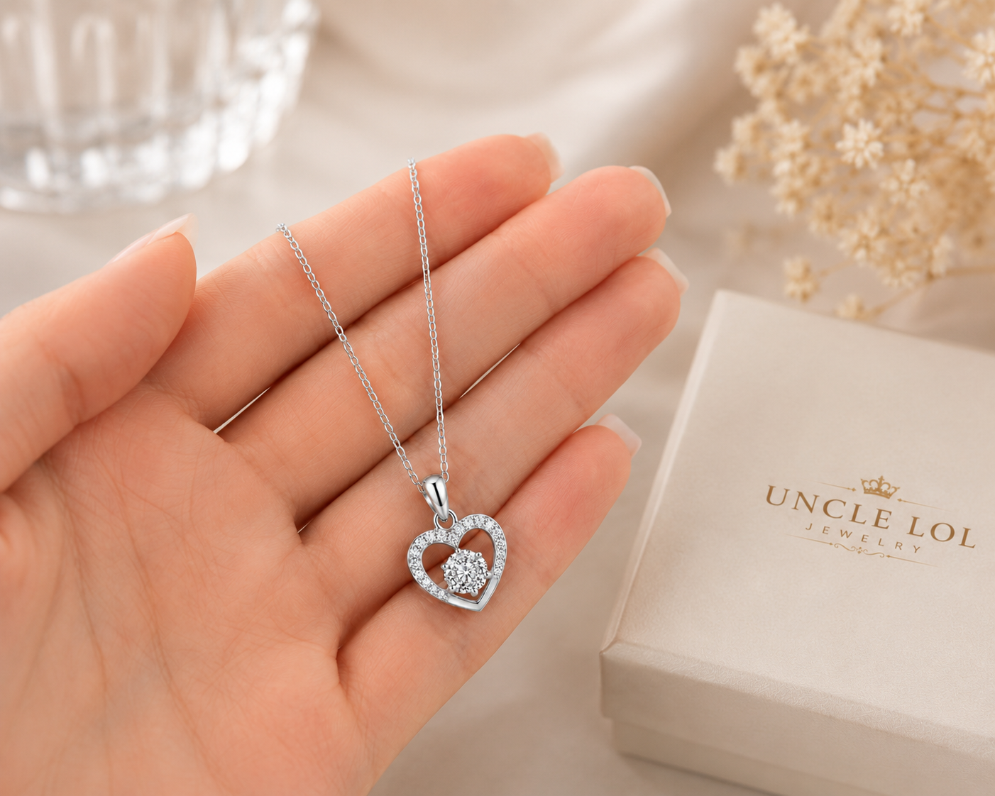 925 Sterling Silver Heart Pendant Necklace for Women – Sparkling Cubic Zirconia Love Jewelry Gift