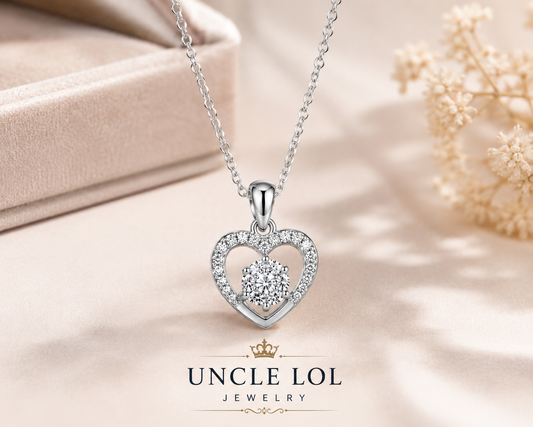925 Sterling Silver Heart Pendant Necklace for Women – Sparkling Cubic Zirconia Love Jewelry Gift