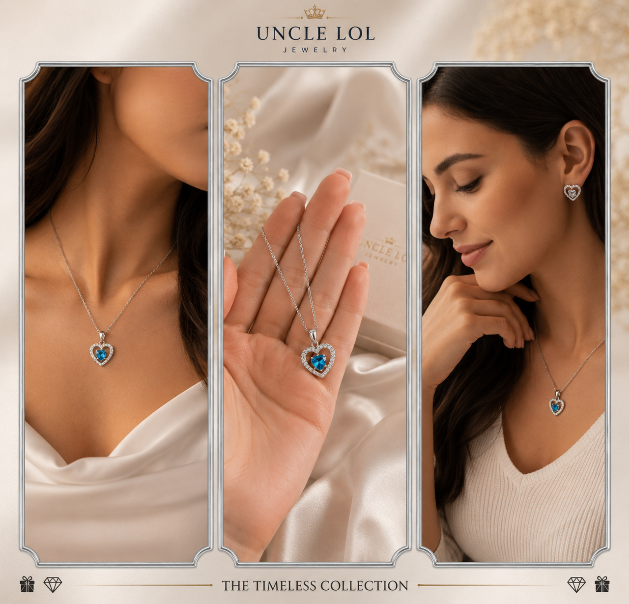 925 Sterling Silver Blue Heart Pendant Necklace for Women – Sparkling Cubic Zirconia Love Jewelry