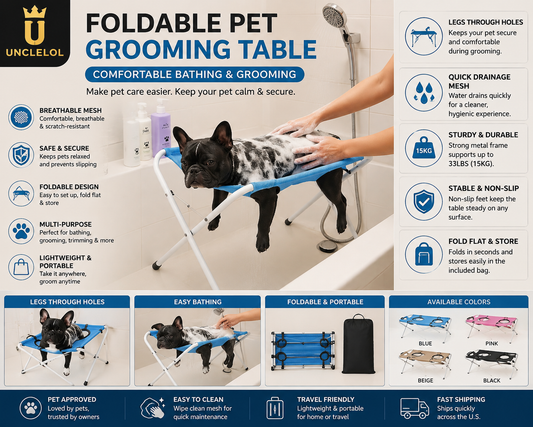Foldable Pet Grooming Hammock Stand for Dogs & Cats – Bathing, Nail Trimming & Grooming Table