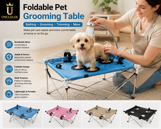 Foldable Pet Grooming Hammock Stand for Dogs & Cats – Bathing, Nail Trimming & Grooming Table