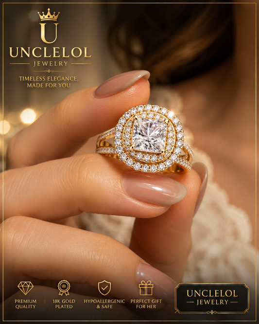 Personalized Princess Cut Moissanite Engagement Ring for Women – 10K/14K/18K Gold Custom Promise, Wedding & Anniversary Ring with Luxury Gift Box