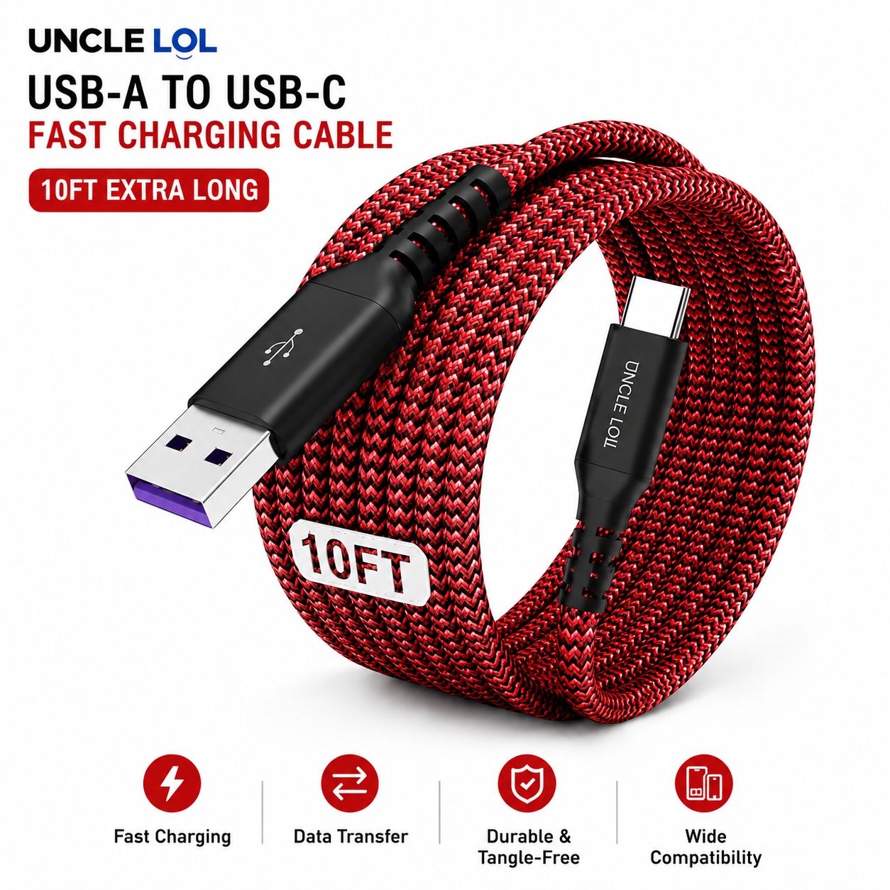USB-C Fast Charging Cable 10FT – Premium Quality, Extra Long & Durable | Wholesale Warehouse Pricing