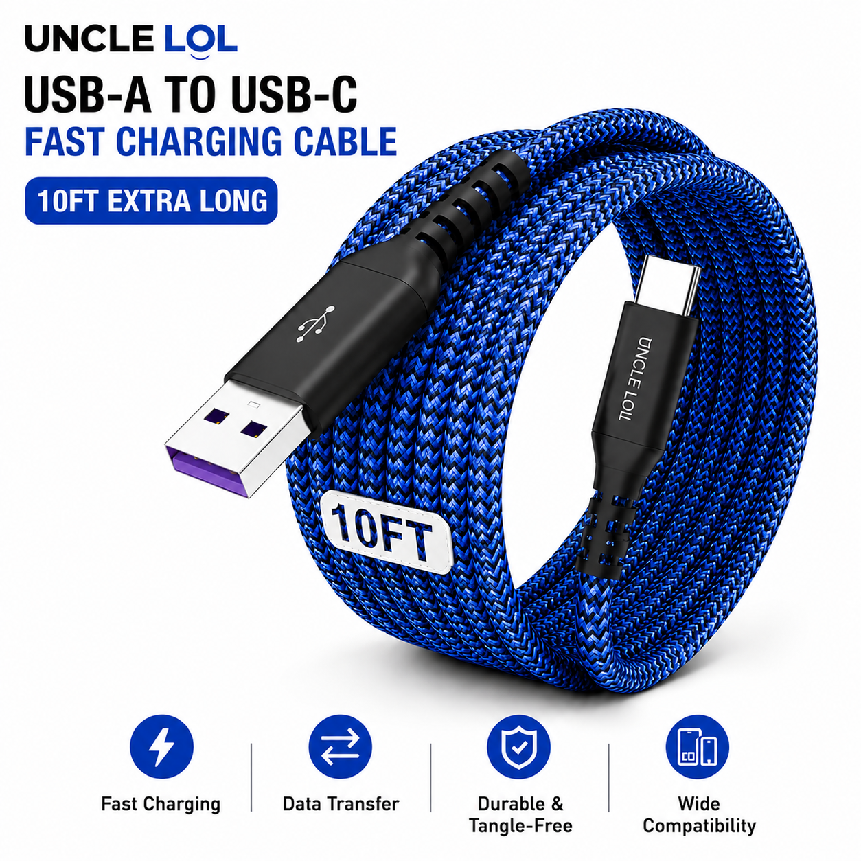 USB-C Fast Charging Cable 10FT – Premium Quality, Extra Long & Durable | Wholesale Warehouse Pricing