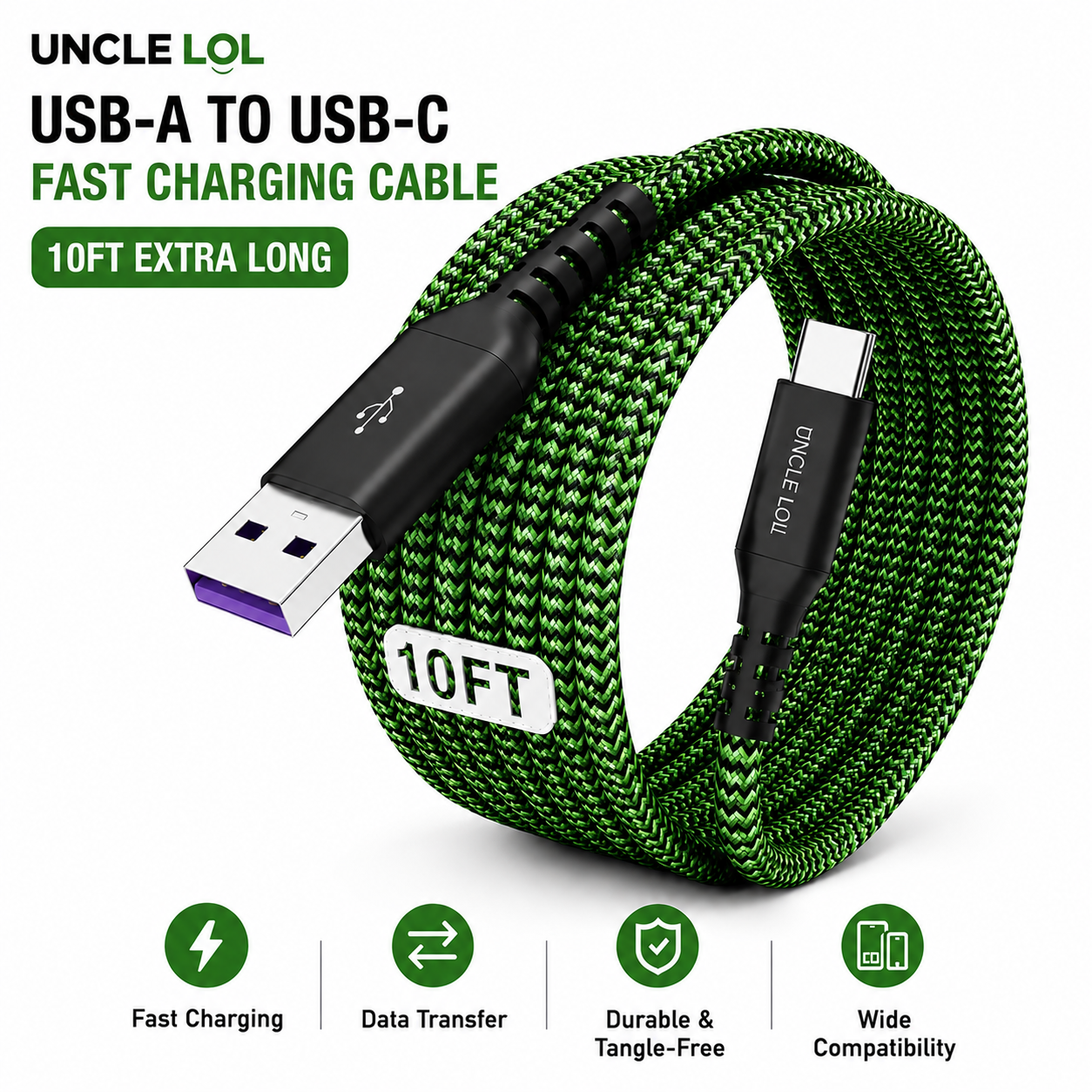 USB-C Fast Charging Cable 10FT – Premium Quality, Extra Long & Durable | Wholesale Warehouse Pricing