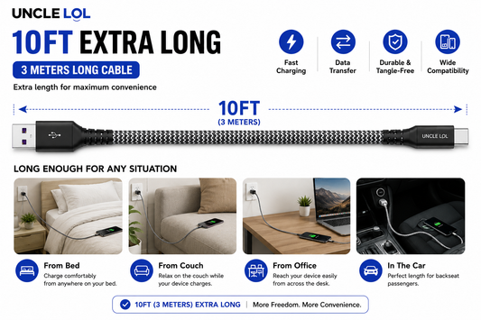 USB-C Fast Charging Cable 10FT – Premium Quality, Extra Long & Durable | Wholesale Warehouse Pricing