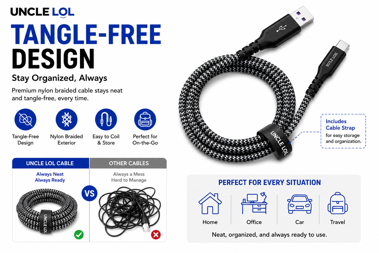 USB-C Fast Charging Cable 10FT – Premium Quality, Extra Long & Durable | Wholesale Warehouse Pricing