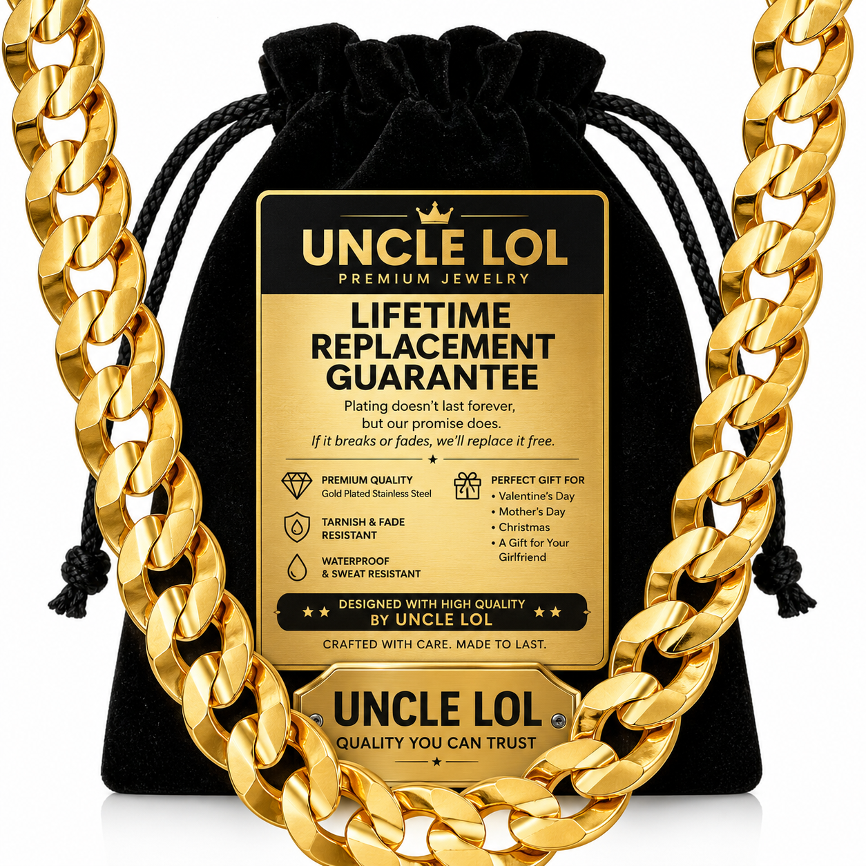 Premium Gold-Plated Stainless Steel Jewelry – Tarnish-Resistant & Waterproof From UNCLE LOL