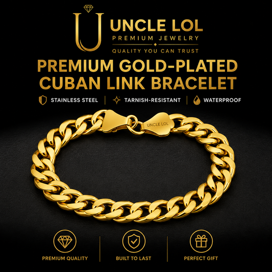 Premium 18K Gold-Plated Cuban Link Bracelet for Men & Women – Stainless Steel, Waterproof & Tarnish Resistant