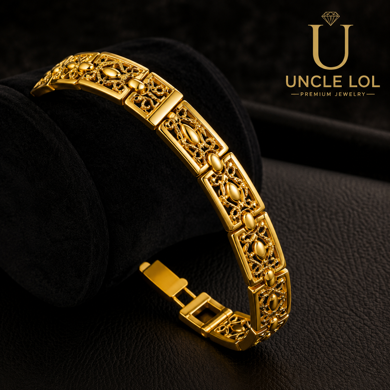 UNCLE LOL Luxury Vintage Gold Filigree Bracelet – Premium Gold-Plated Statement Jewelry