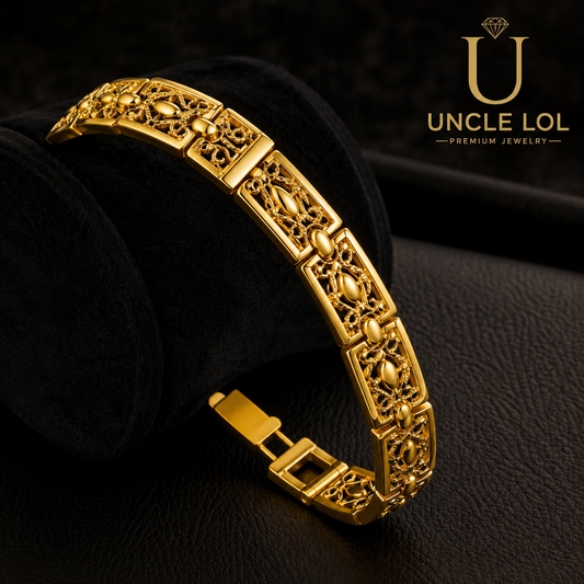 UNCLE LOL Luxury Vintage Gold Filigree Bracelet – Premium Gold-Plated Statement Jewelry