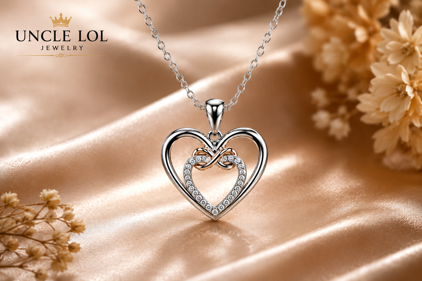 925 Sterling Silver Double Heart Pendant Necklace for Women – Elegant Cubic Zirconia Love Jewelry