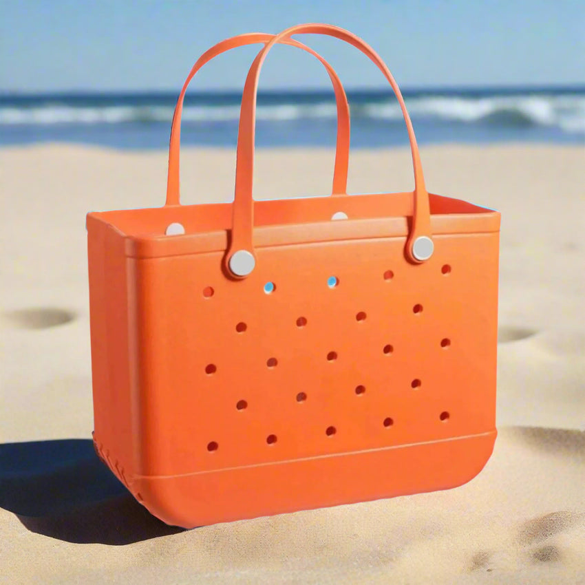 Waterproof Beach Tote Bag for Women – Washable EVA Rubber Handbag